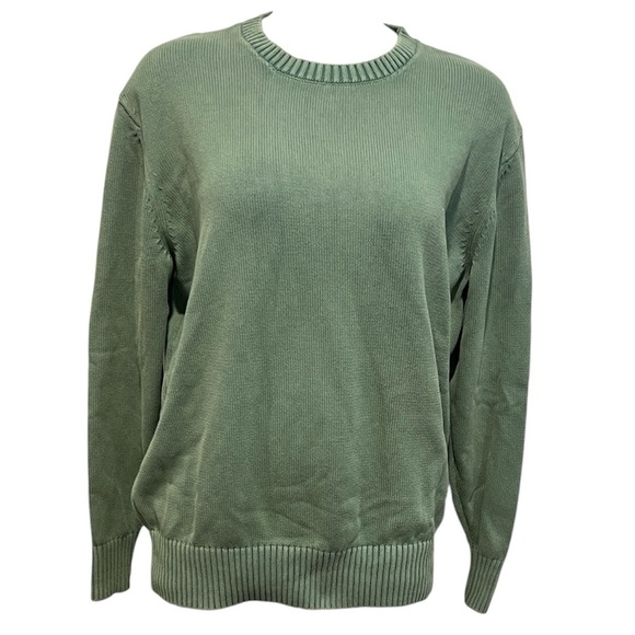 Tuckernuck women’s green stone washed cotton Anne crewneck sweater size Large - Picture 2 of 9